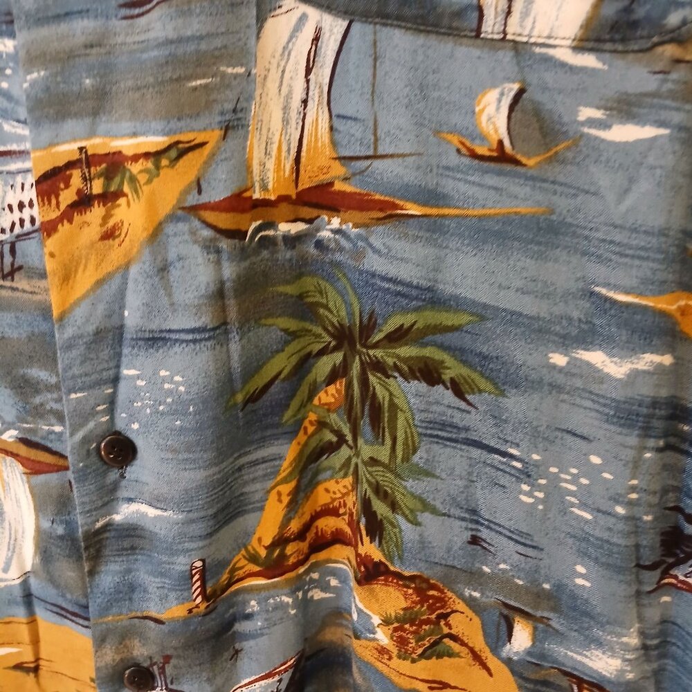 Monticerutii Hawaiian Shirt Mens XL 100% Rayon Tropical Beach Camp SS Button D26 - Picture 5 of 6